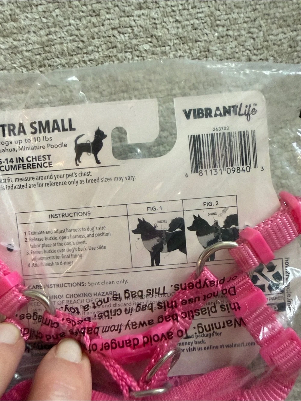 NWT Vibrant Life XS Pink Polka Dot Dog Harness with Pearl Charm